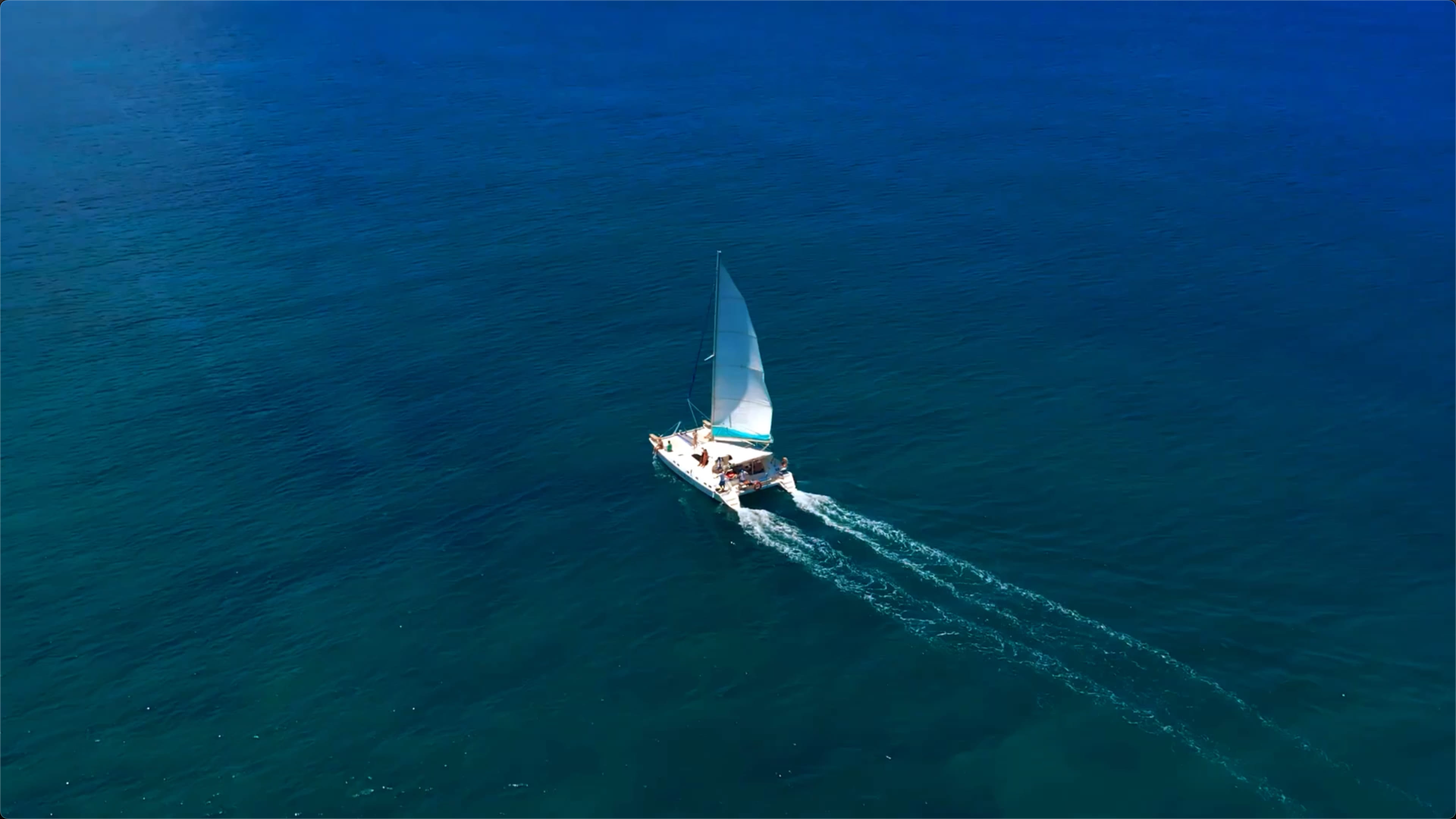 Boat in Ibiza with photo taken from the air