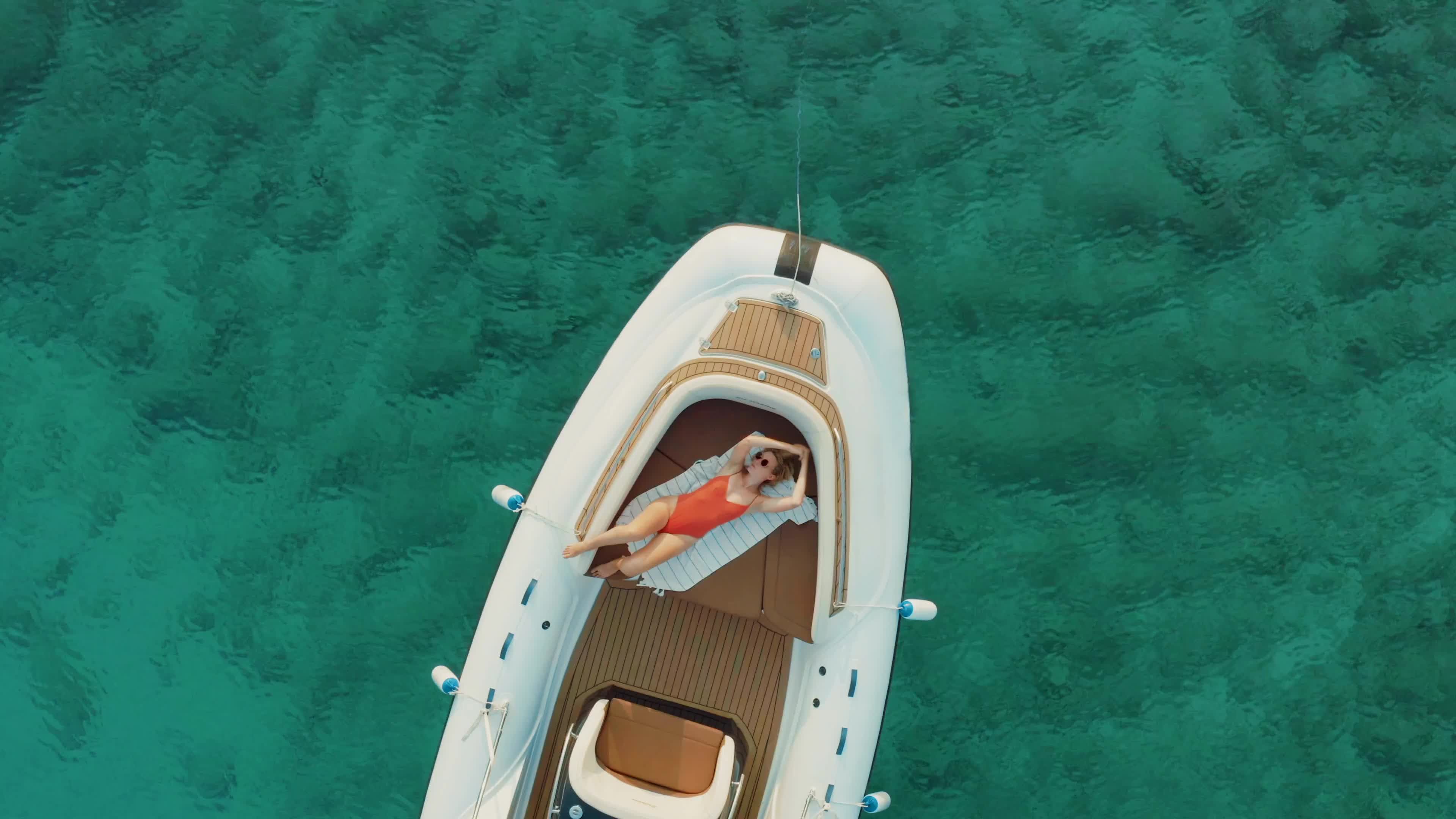 Boat in Ibiza with photo taken from the air